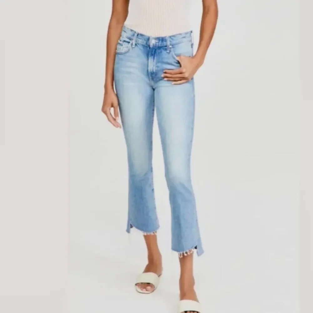 Mother Superior The Insider Crop Step Fray Confess Light Denim Designer Jeans - Picture 1 of 8